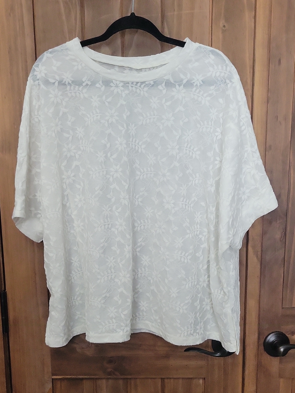 SHEIN White Floral Lace Tunic Top Oversized